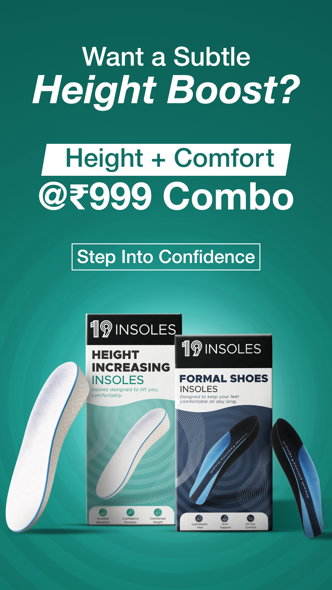 Height Increasing + Formal Shoes Insoles Combo Pack
